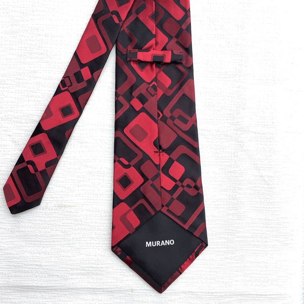 MURANO Geo Print Silk Tie - Picture 2 of 4